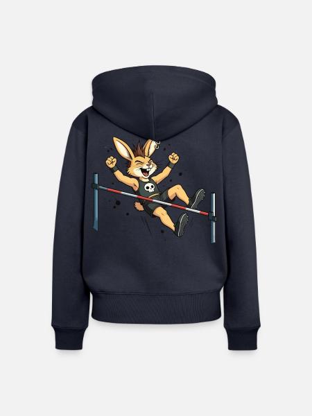 Bunny Punk Hochsprung-Athlet - Frauen Premium Bio Zip Hoodie - Navy