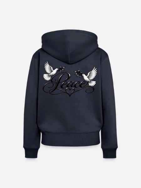 Friedenstauben Ornament - Frauen Premium Bio Zip Hoodie - Navy