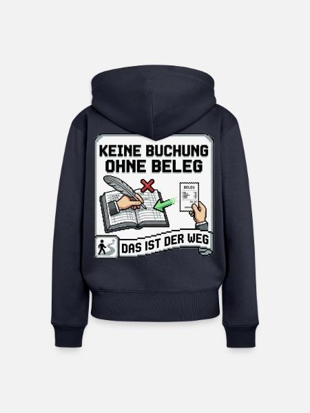 Keine_Buchung_ohne_Beleg_-_Pixel_Art - Frauen Premium Bio Zip Hoodie - Navy