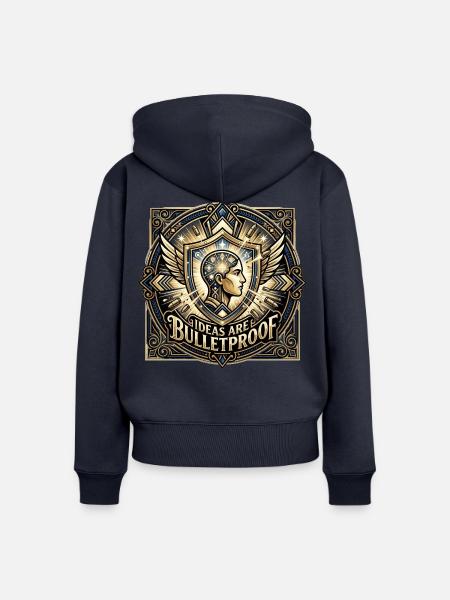 Ideas_are_Bulletproof_-_Art_Deco - Frauen Premium Bio Zip Hoodie - Navy