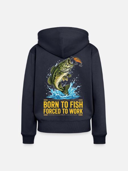 Pêcheur, Pêcheur, Fisch, Angeln - Frauen Premium Bio Zip Hoodie - Navy