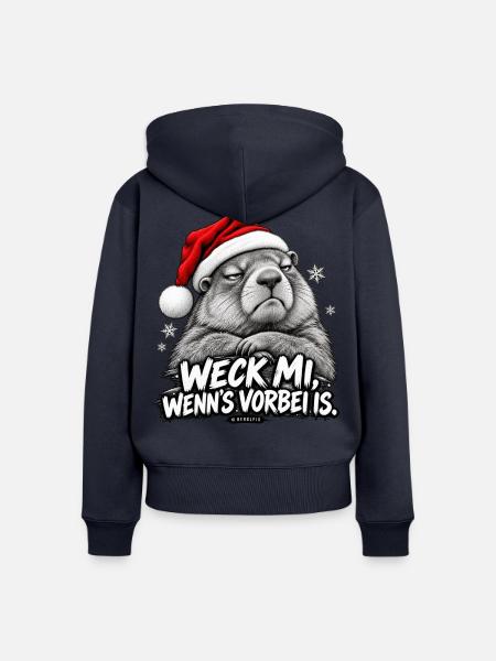 Grantige Weihnacht - Frauen Premium Bio Zip Hoodie - Navy