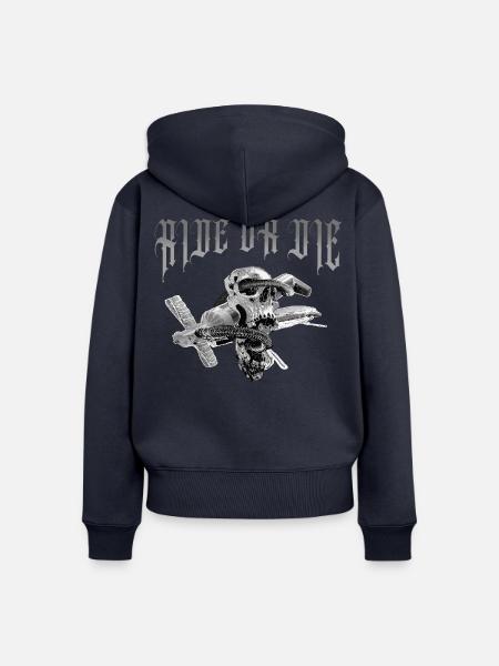 Skull_Ride_or_die - Frauen Premium Bio Zip Hoodie - Navy