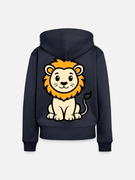 Süßer sitzender Löwe - Frauen Premium Bio Zip Hoodie - Navy