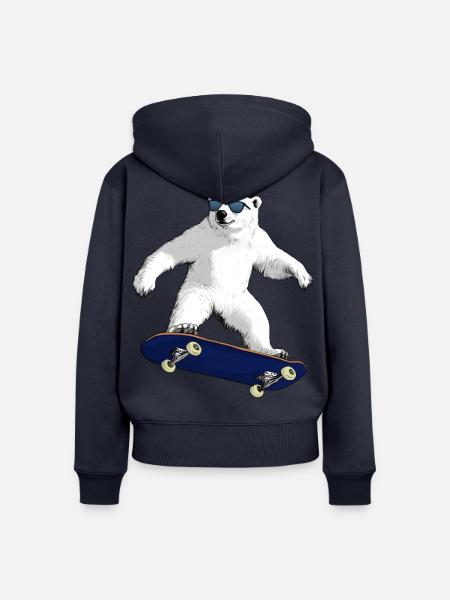 Skateboarder Eisbär - Frauen Premium Bio Zip Hoodie - Navy