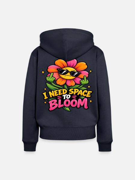 Wütende Blume – Ich brauche Abstand - Frauen Premium Bio Zip Hoodie - Navy