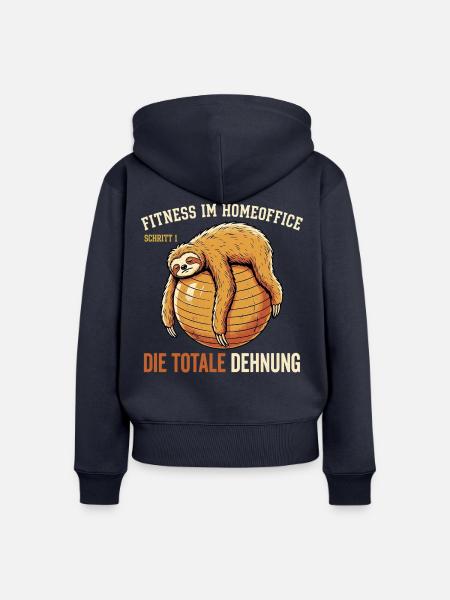 Faultier Homeoffice - Frauen Premium Bio Zip Hoodie - Navy