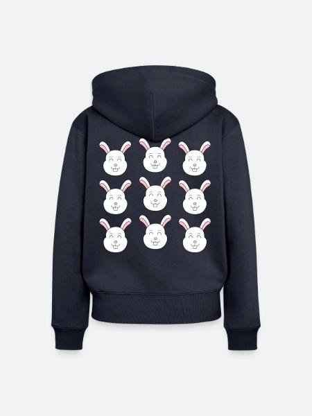 Süßes Kaninchengesicht - Frauen Premium Bio Zip Hoodie - Navy