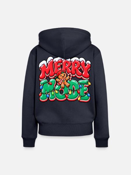 Merry Mode Weihnachtslichter - Frauen Premium Bio Zip Hoodie - Navy