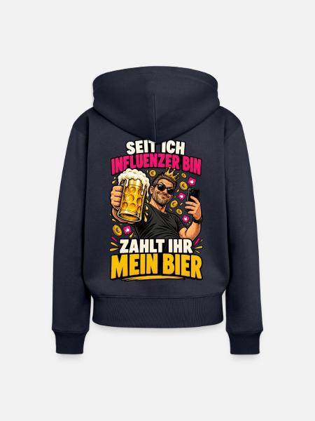 Influencer Bier: Zahlt Ihr Mein Bier - Frauen Premium Bio Zip Hoodie - Navy