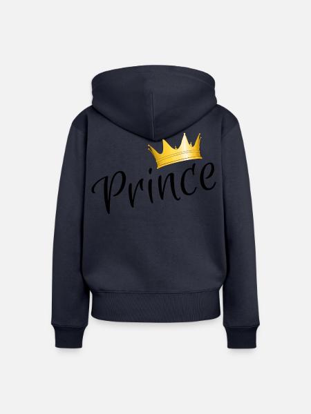 Prince - Prinz mit goldener Krone - Frauen Premium Bio Zip Hoodie - Navy
