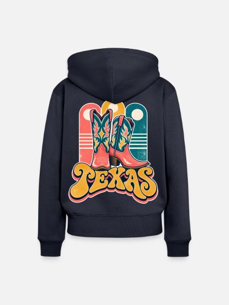 Texas Stiefel Retro-Design - Frauen Premium Bio Zip Hoodie - Navy