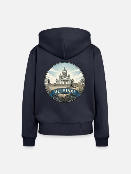 Helsinki Finnland Reiseabzeichen Kathedralen-Souvenir - Frauen Premium Bio Zip Hoodie - Navy
