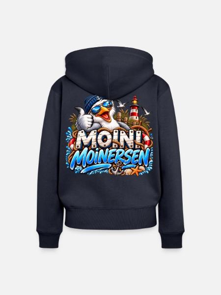 Moini Moinersen Moin Maritim Möwe - Frauen Premium Bio Zip Hoodie - Navy