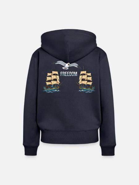 Freiheit - Frauen Premium Bio Zip Hoodie - Navy