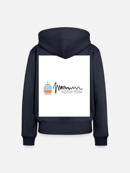 Alpine Vibes Kabelbahn Logo - Frauen Premium Bio Zip Hoodie - Navy