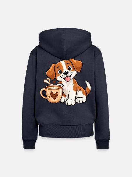 Dogs & Coffee - Frauen Premium Bio Zip Hoodie - Navy