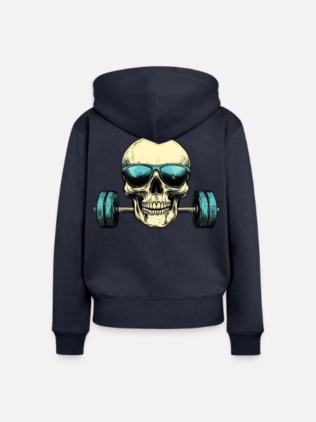 Totenkopf Sonnenbrille Hantel - Frauen Premium Bio Zip Hoodie - Navy