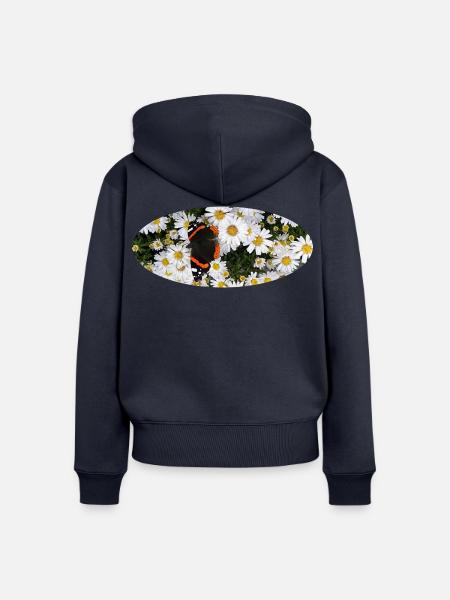 Red Admiral Butterfly auf Asters - Frauen Premium Bio Zip Hoodie - Navy