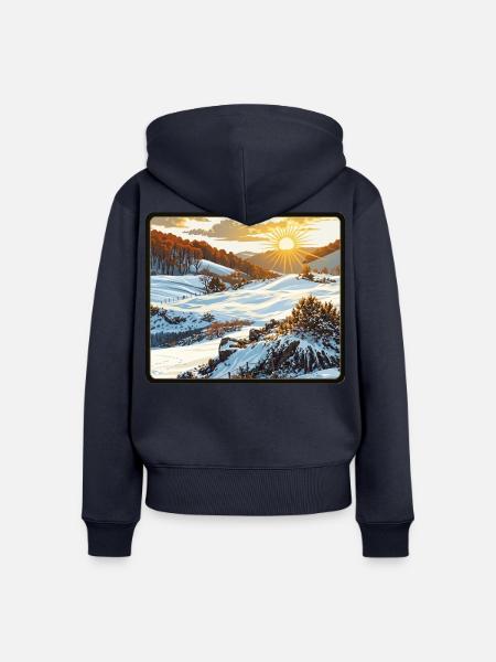 Wintersonnenaufgang in den Bergen - Frauen Premium Bio Zip Hoodie - Navy