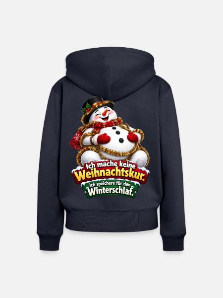 Schneemann mit Weihnachtsspruch - Frauen Premium Bio Zip Hoodie - Navy