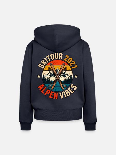 Skitour Alpen Vibes 2027 - Frauen Premium Bio Zip Hoodie - Navy