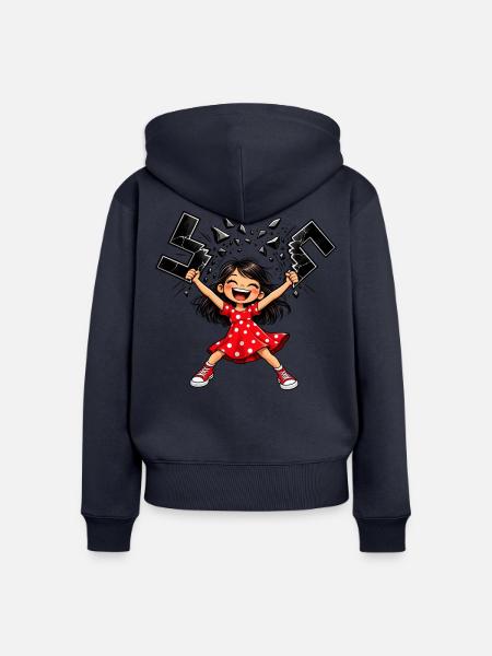 PolkaDots Mädchen zerbricht Glas - Frauen Premium Bio Zip Hoodie - Navy