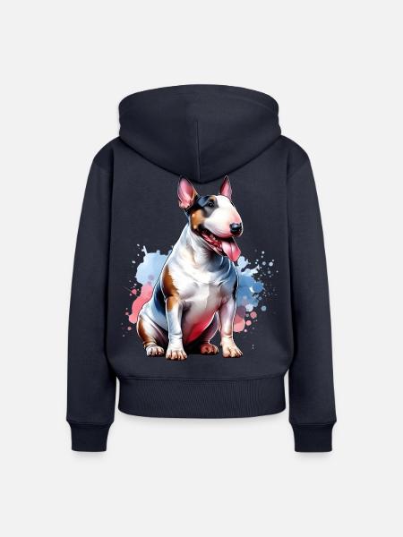 Bullterrier Geschenk - Frauen Premium Bio Zip Hoodie - Navy