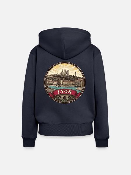 Lyon Frankreich Reiseabzeichen Fourvière Basilique Geschenk - Frauen Premium Bio Zip Hoodie - Navy