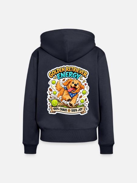 Golden Retriever Energie Print - Frauen Premium Bio Zip Hoodie - Navy