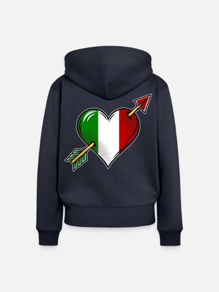 Italien Flagge Herz mit Pfeil - Frauen Premium Bio Zip Hoodie - Navy