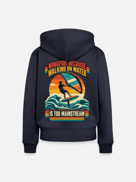 Wingfoil Because Walking On Water - Frauen Premium Bio Zip Hoodie - Navy