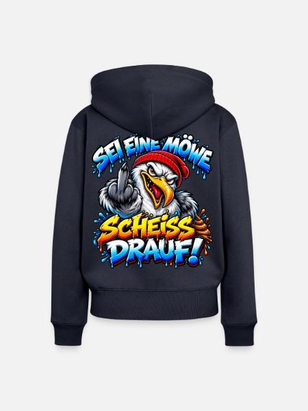 Sei eine Möwe Scheiss drauf - Frauen Premium Bio Zip Hoodie - Navy