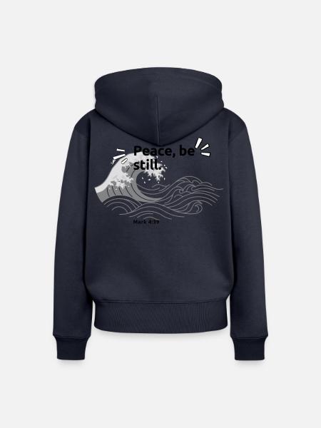 Markus 4,39 Friede, sei still. - Frauen Premium Bio Zip Hoodie - Navy