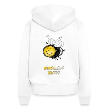 Hummel glückliche zufriedene Hummel - Frauen Premium Bio Zip Hoodie - Weiß - Hinten - AI Model Female 172 light (172cm)