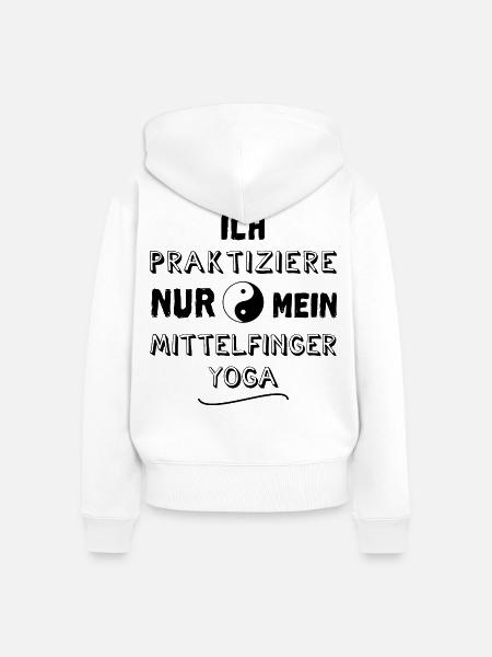 mittelfinger yoga - Frauen Premium Bio Zip Hoodie - Weiß