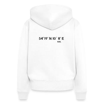 Kiel Koordinaten - Frauen Premium Bio Zip Hoodie - Weiß - Hinten - AI Model Female 172 light (172cm)