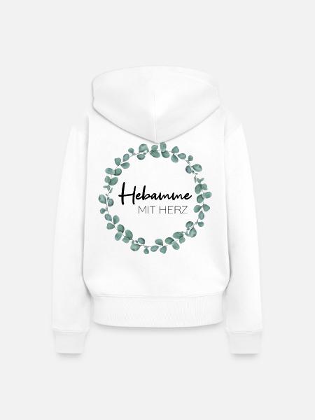 Hebamme mit Herz - Frauen Premium Bio Zip Hoodie - Weiß