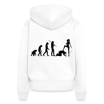 Evolution Domina - Vom Affen zur Herrin mit Sklave - Frauen Premium Bio Zip Hoodie - Weiß - Hinten - AI Model Female 172 light (172cm)