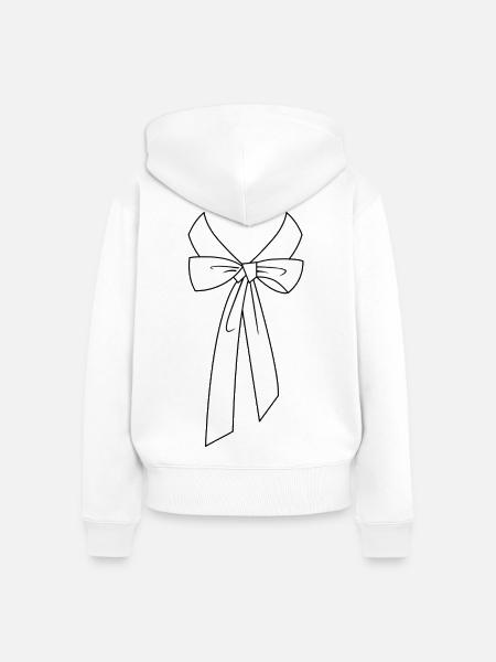 Hemdkragen mit Schleife - Frauen Premium Bio Zip Hoodie - Weiß