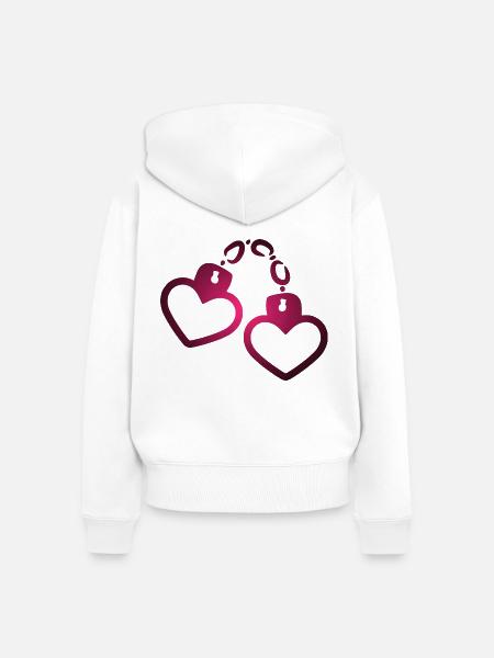 Handschelle Herz - Frauen Premium Bio Zip Hoodie - Weiß