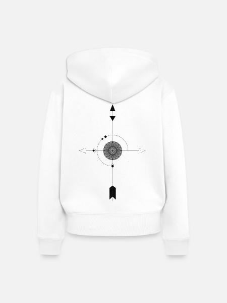Kompass - Frauen Premium Bio Zip Hoodie - Weiß