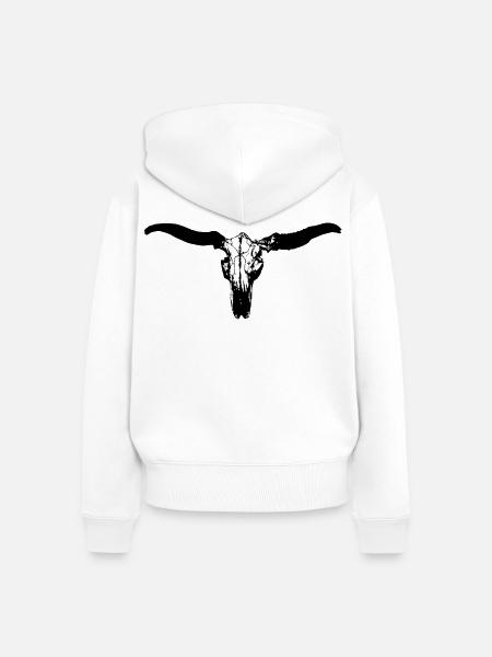 tierschädel rind - Frauen Premium Bio Zip Hoodie - Weiß