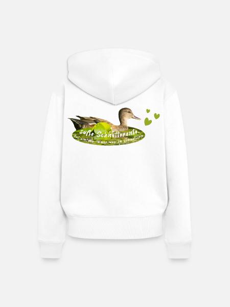 Schnatterente schnattern Quasselstrippe - Frauen Premium Bio Zip Hoodie - Weiß