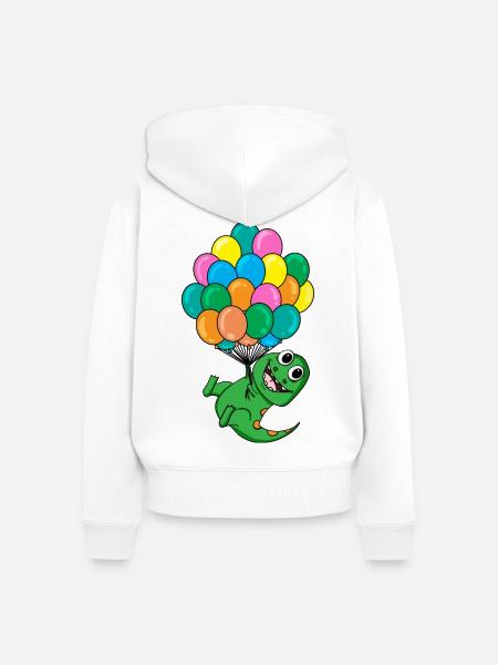 Baby Dinosaurier Luftballon - Frauen Premium Bio Zip Hoodie - Weiß
