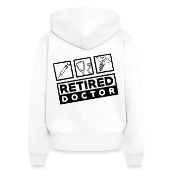 Retired Doctor - Arzt in Rente mit Symbolen - Frauen Premium Bio Zip Hoodie - Weiß - Hinten - AI Model Female 172 light (172cm)
