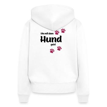 Die Mit Dem Hund Geht - Edition Colored Paw - Frauen Premium Bio Zip Hoodie - Weiß - Hinten - AI Model Female 172 light (172cm)