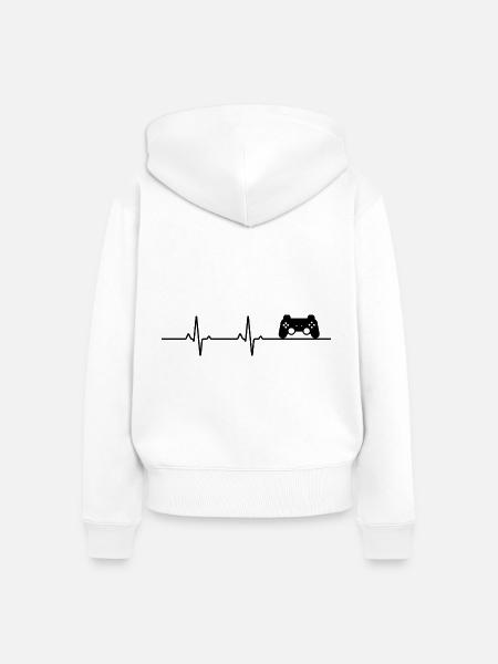Konsolen-Heartbeat - Frauen Premium Bio Zip Hoodie - Weiß