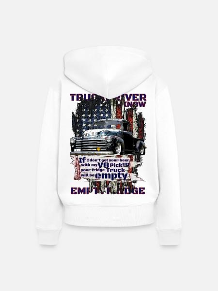 V8 Pickup Patriot Flagge - Frauen Premium Bio Zip Hoodie - Weiß