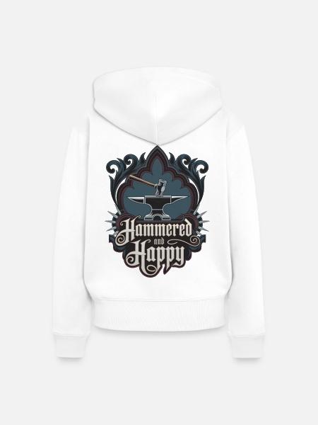 Gehämmert und glücklich - Frauen Premium Bio Zip Hoodie - Weiß